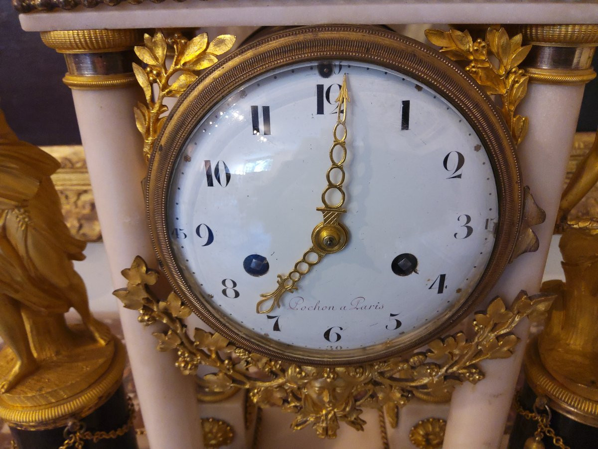 Importante pendule d époque Louis XVI en marbre-photo-1